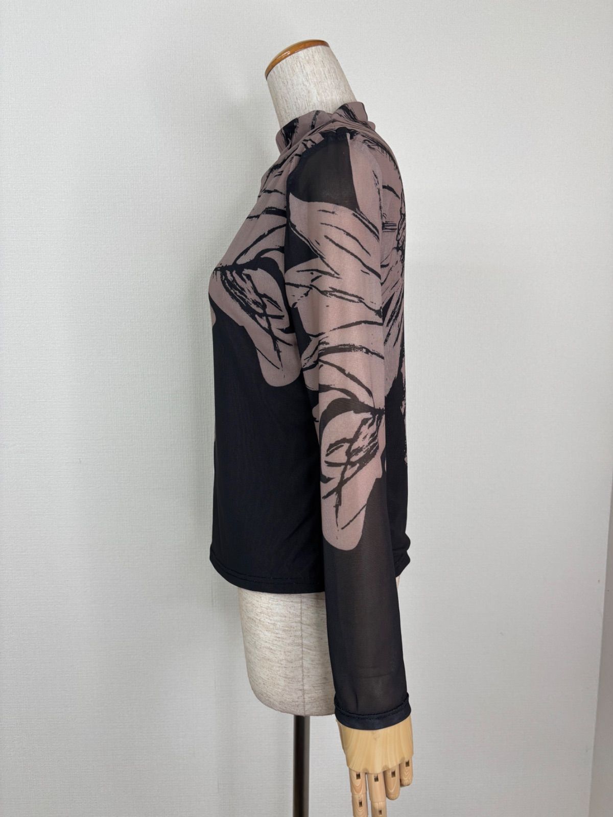 新品》社交ダンス ブラック×ブラウン ハイネック ソフトメッシュ