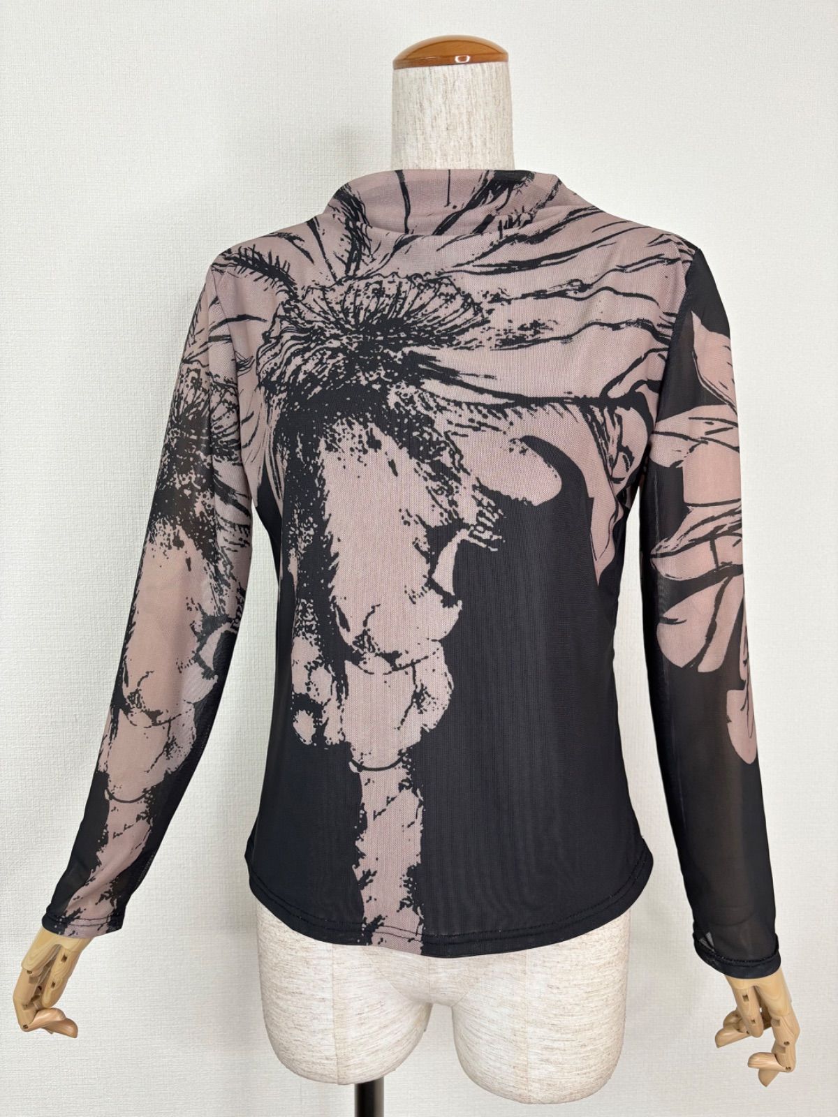 新品》社交ダンス ブラック×ブラウン ハイネック ソフトメッシュ