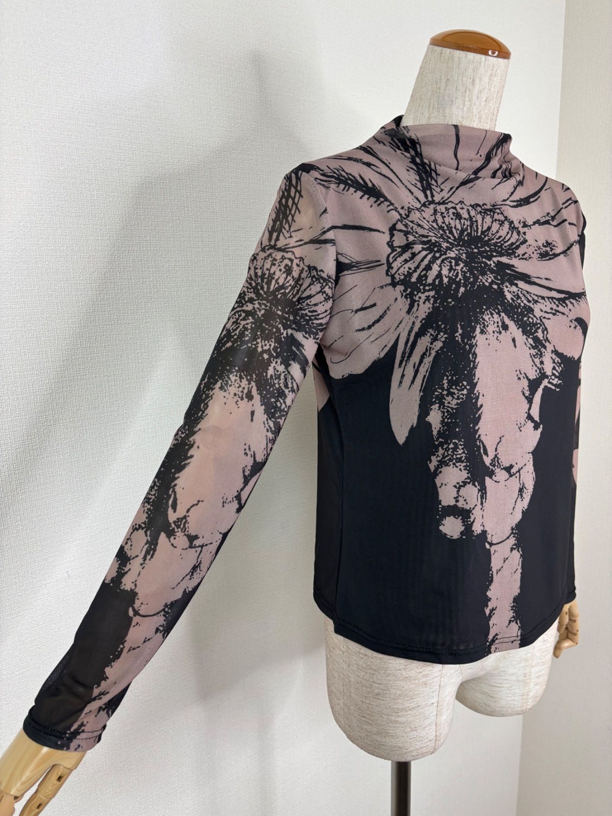 新品》社交ダンス ブラック×ブラウン ハイネック ソフトメッシュ