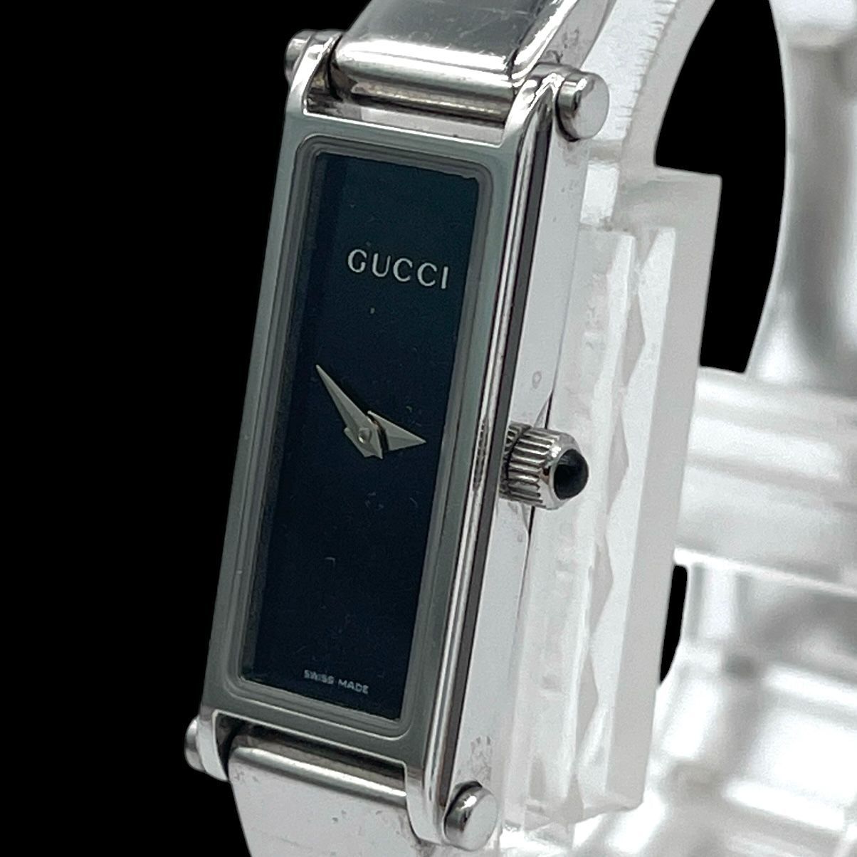 新品電池 稼働品 GUCCI グッチ レディース腕時計 1500L クォーツQZ 2針 シルバー 文字盤 ブラック スイス製 11,692円