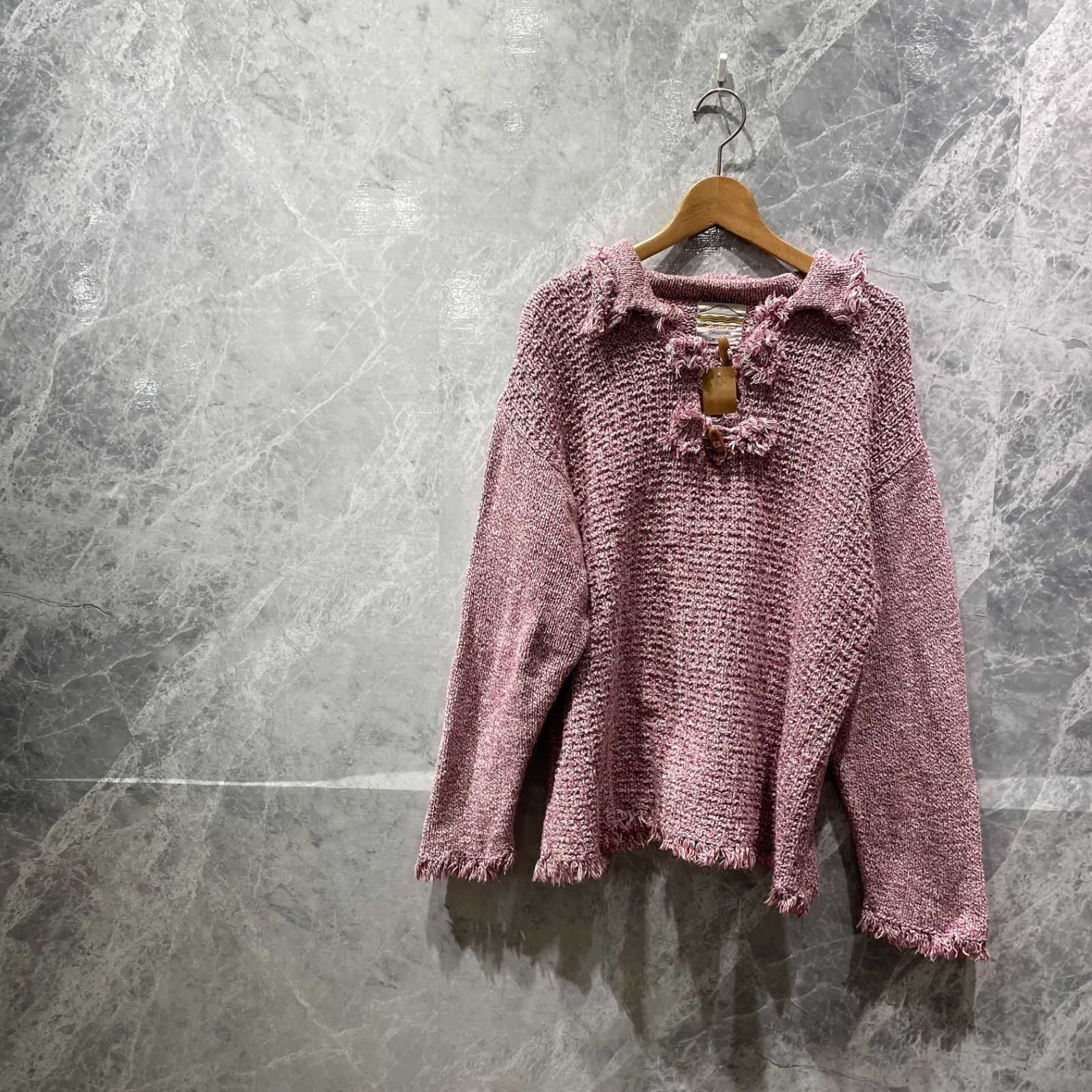 MOVENPICK レディース M ピンク 白 ざっくりニット ゆったりセーター