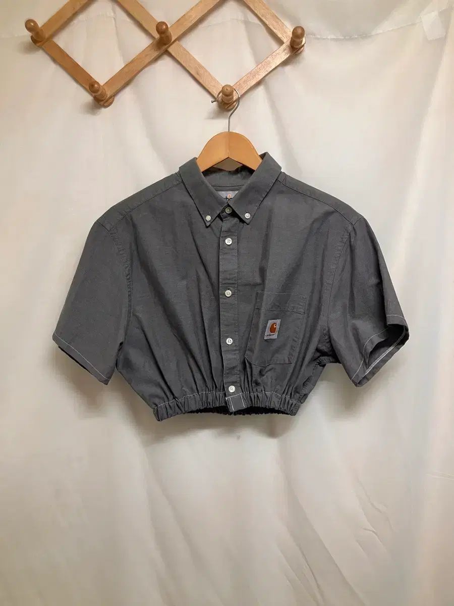 Carhartt グレー リメイク クロップド 半袖 シャツ