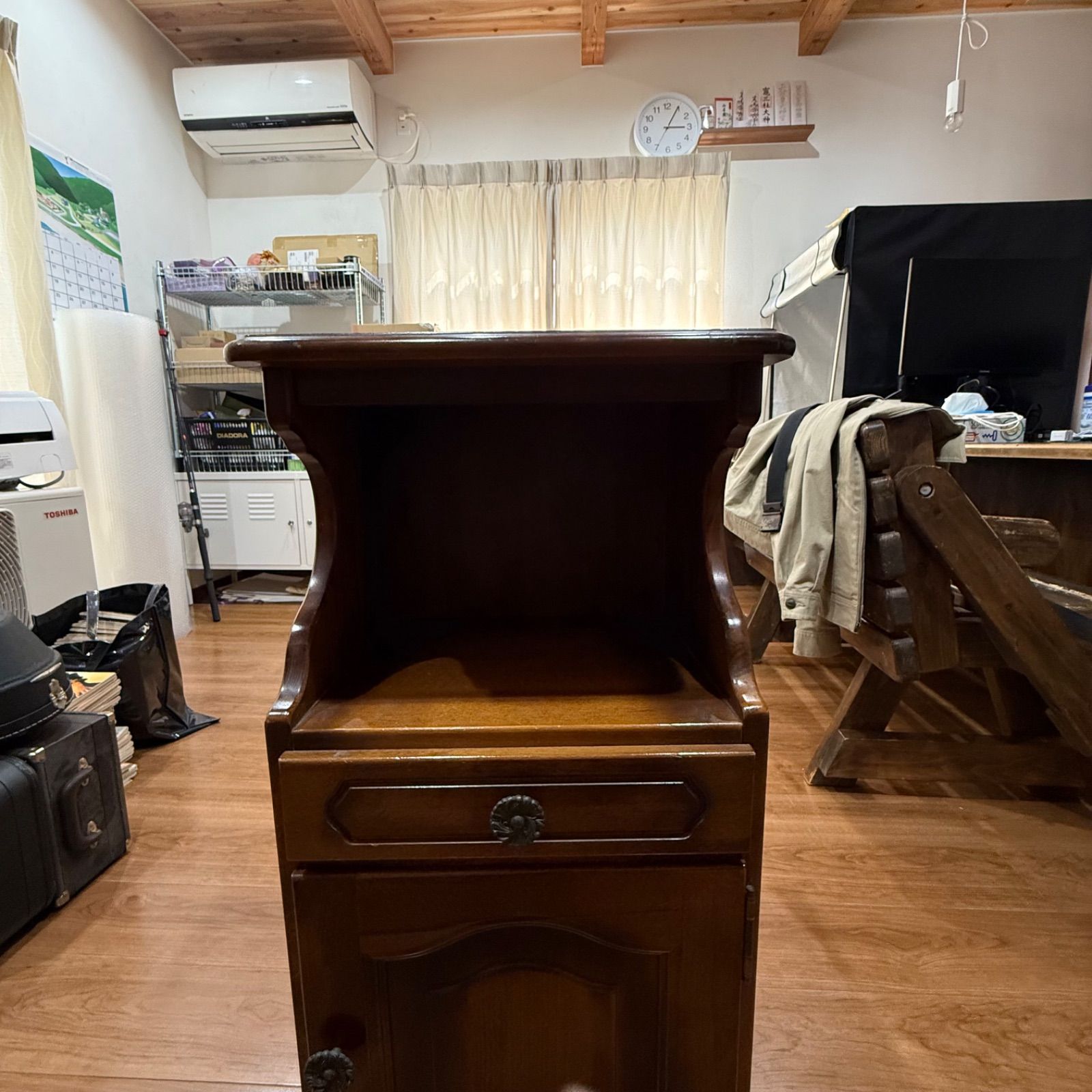 【オールドカリモク】木製チェスト 5段 電話台 花台 小物収納 昭和レトロ オールドカリモク カリモク家具 電話台 花台 昭和レトロ ヴィンテージ