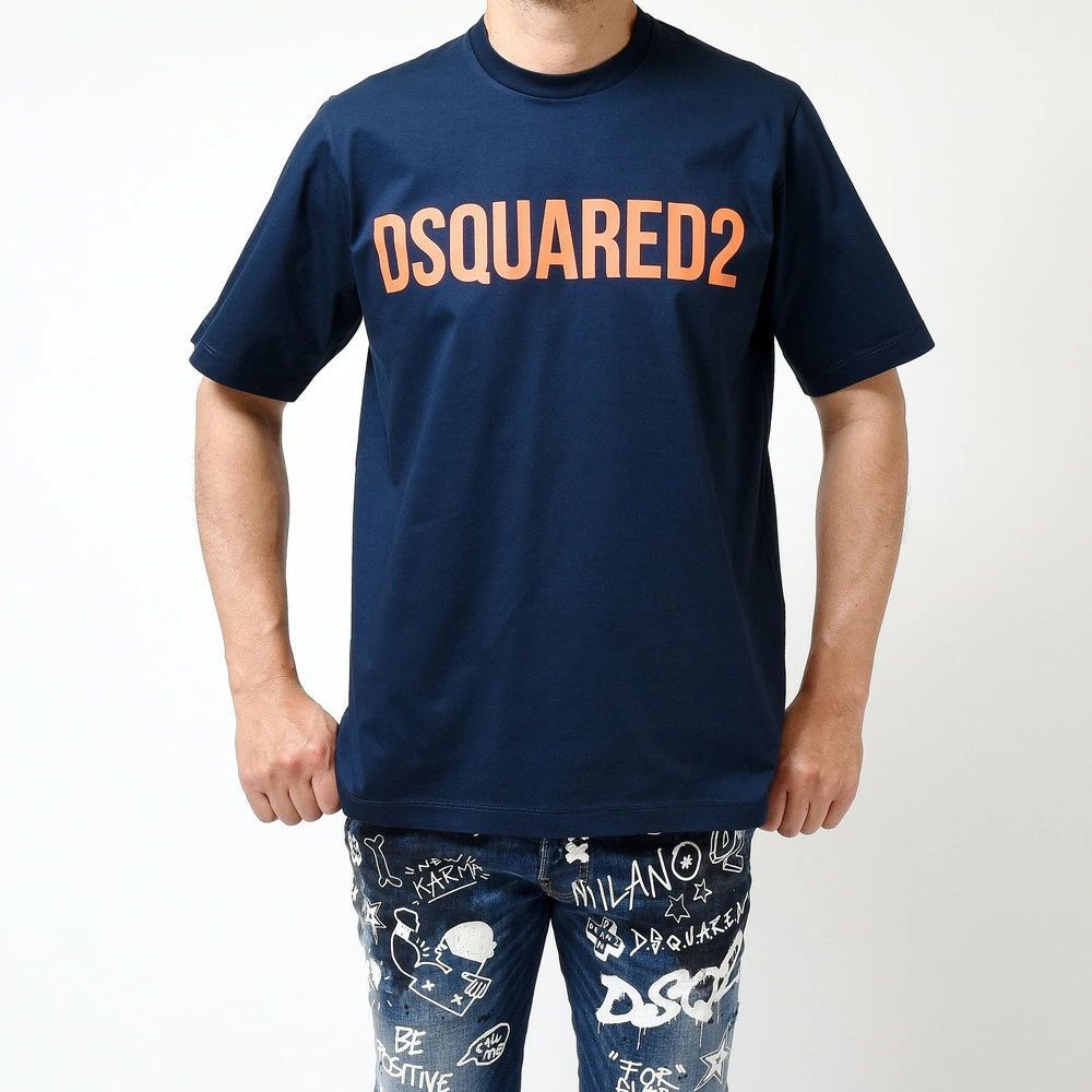 【40%OFF】XSサイズ DSQUARED2 / ディースクエアード コットンロゴプリントS/Sオーバーサイズカットソー S71GD1134 72121007023 ネイビー 新品