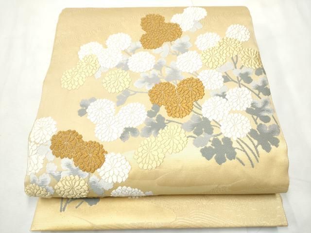 平和屋着物●皇室・伊勢神宮御用 御御帯 山口美術織物 山口弘躬 太鼓柄袋帯 唐織 喜久の庭文 金糸 共箱付き 正絹 逸品 CABF8711hy
