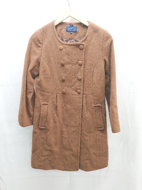 ■ UNITED ARROWS ユナイテッドアローズ 起毛 裏地 ファー ダブルボタン 長袖 コート サイズS ブラウン系 レディース E 【1212260011613】
