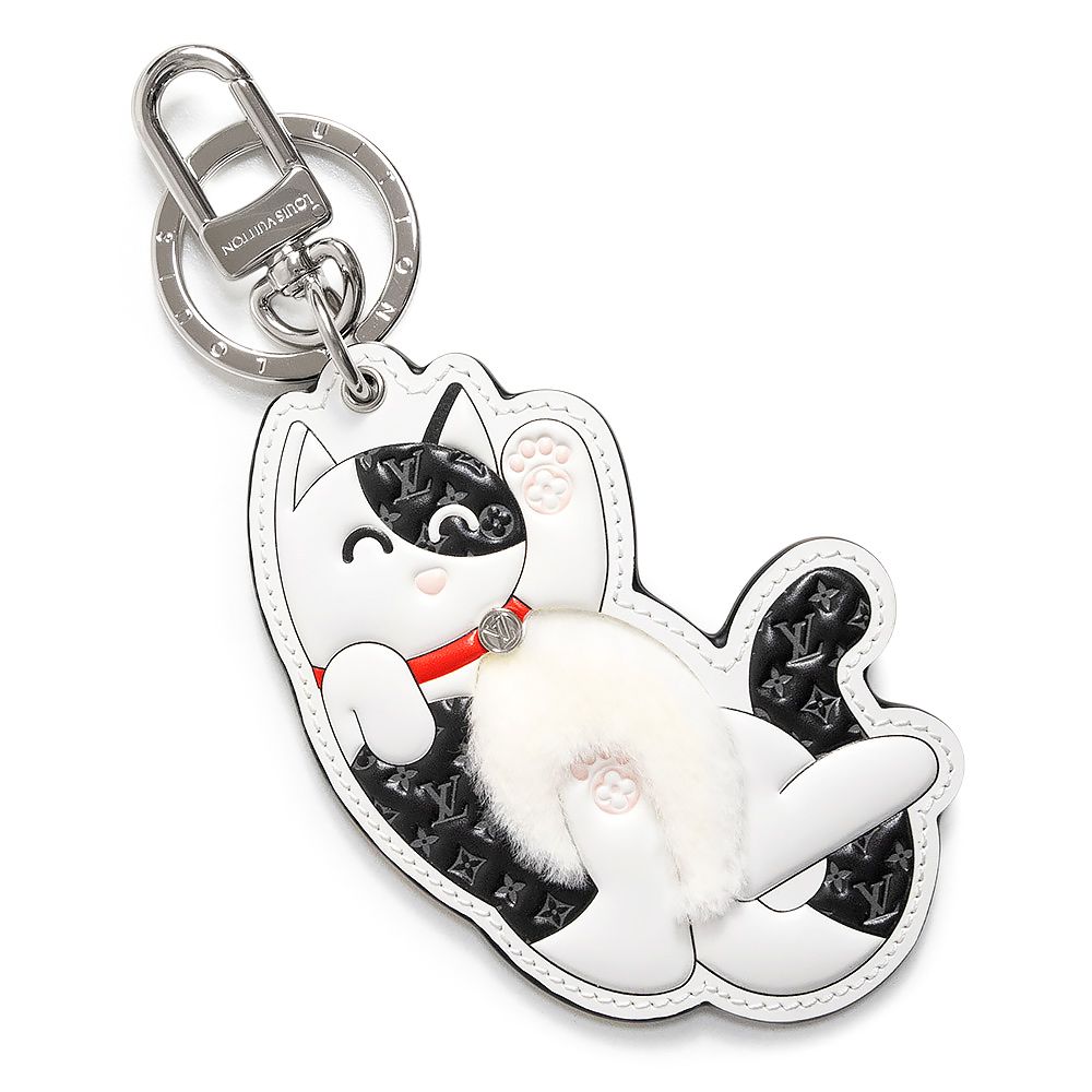 ルイ ヴィトン M01475 LV キャット 猫 モノグラム レザー ミンクファー