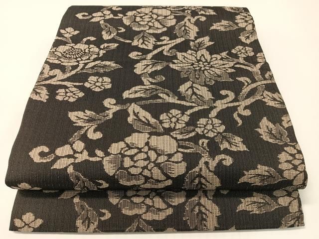 平和屋着物●九寸開き名古屋帯　更紗唐草文　正絹　逸品　未使用　CABG1753vp