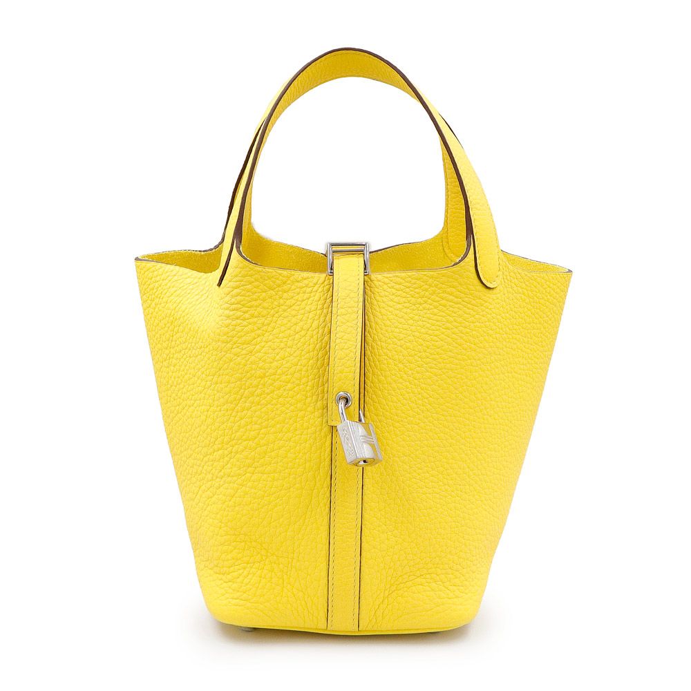 エルメス ピコタンロック 18 PM トリヨンクレマンス Jaune De Naples ジョーヌナプル イエロー Z刻印 ハンドバッグ レザー シルバー金具 HERMES（新品・未使用品）