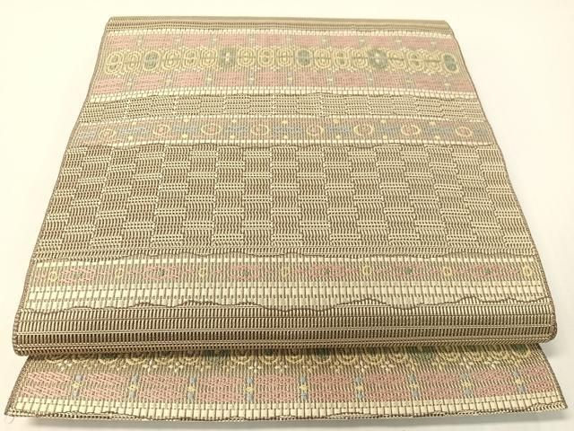平和屋着物●本場筑前博多織 八寸名古屋帯 横段吉祥文 正絹 逸品 CABG1769vp