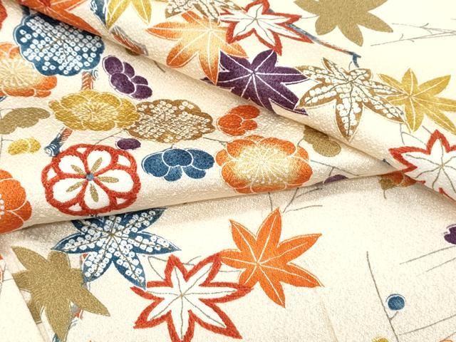平和屋着物▽上質な小紋　単衣　草花文　正絹　逸品　CABG2450th