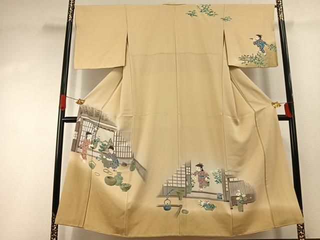 平和屋着物●訪問着　友禅　作家物　人物文　暈し染め　正絹　逸品　AABI1548fy