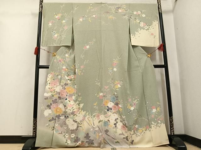 平和屋着物●訪問着 友禅 作家物 松月 枝花文 正絹 逸品 AABI4834ph