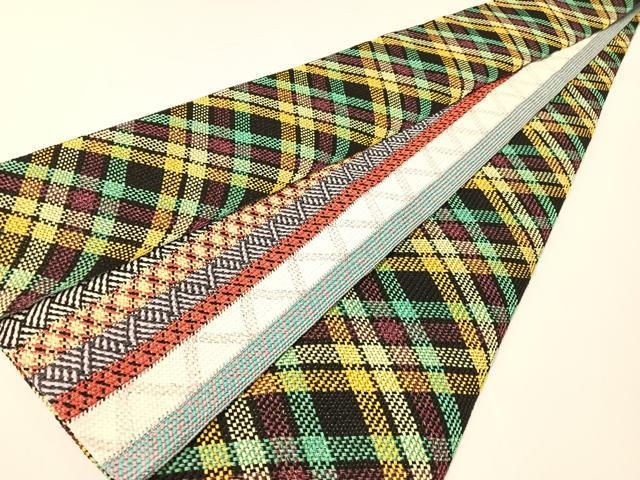 平和屋着物●両面　半幅帯　組織　金糸　さが美扱い　正絹　逸品　CABG1786vp
