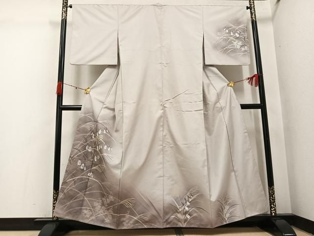 平和屋着物●本場大島紬　染大島　訪問着　手描き　草花文　暈し染め　金彩　正絹　逸品　AABI4839ph