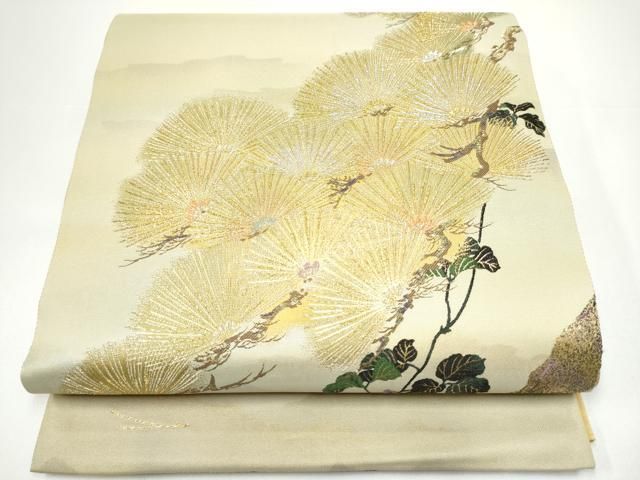 平和屋着物●六通柄袋帯　松寿菫風　金銀糸　正絹　逸品　CABH4905hy