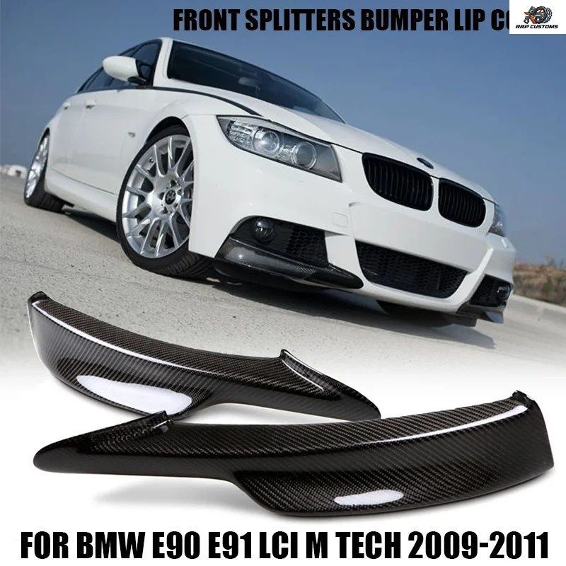 BMW 3シリーズ E90 328i 325i LCI M-TECHスポーツ 2009 - 12 フロントスプリッター バンパーリップカバー カーボンロー 4,601円