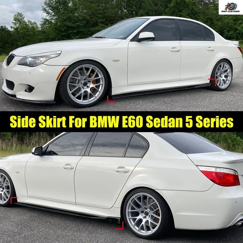 2004-2010 BMW E60 E61 5シリーズ M5スタイル サイドスカートエクステンション ロッカーパネルスプリッターカバー 8ピース ABS グロスブラ