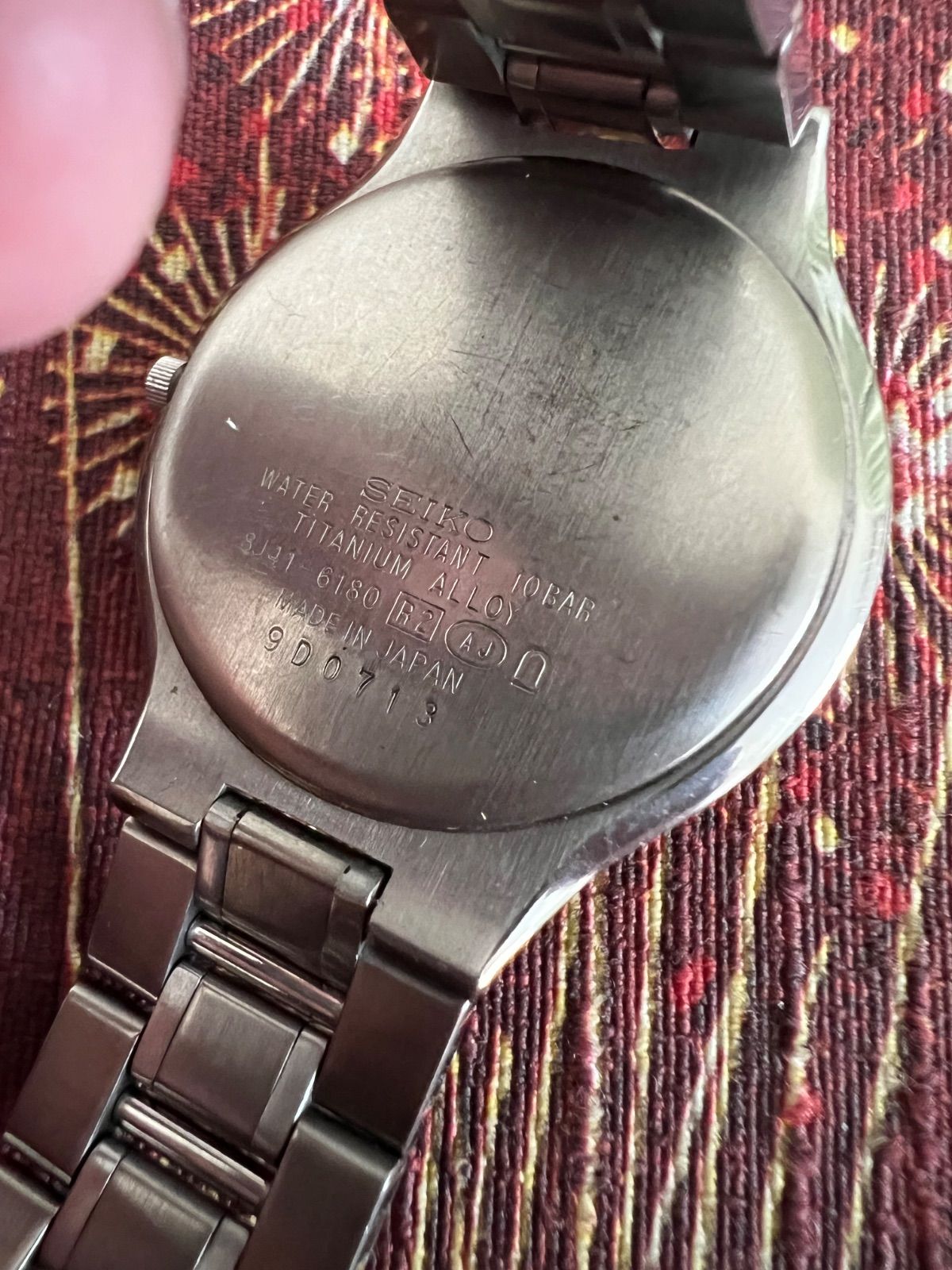 セイコー SEIKO☆ドルチェ☆シェル文字盤 チタン☆稼働品☆8J41-6180