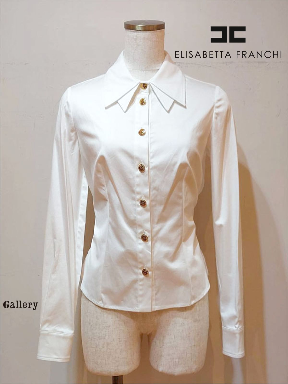 【未使用・新品】【公式正規取扱い】ELISABETTA FRANCHI (エリザベッタフランキ) シャツ インポート ホワイト 38 背中開き バックシャン