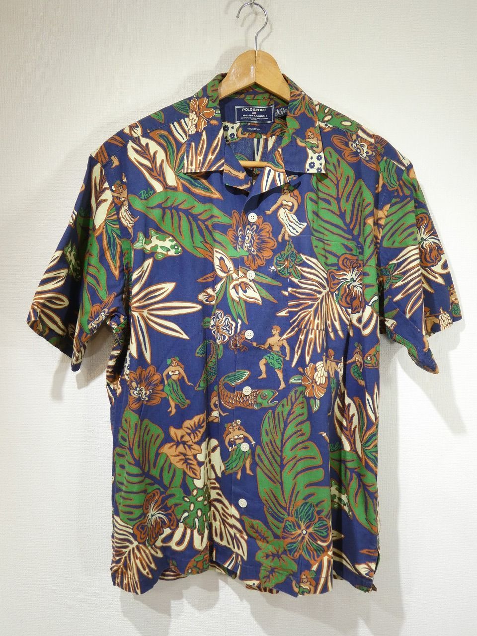 90s ビンテージ Ralph Lauren POLO SPORT ポロスポーツ ポロスポ コットン ハワイアン アロハ シャツ L アメリカ領 USA製 CALDWELL CLAYTON