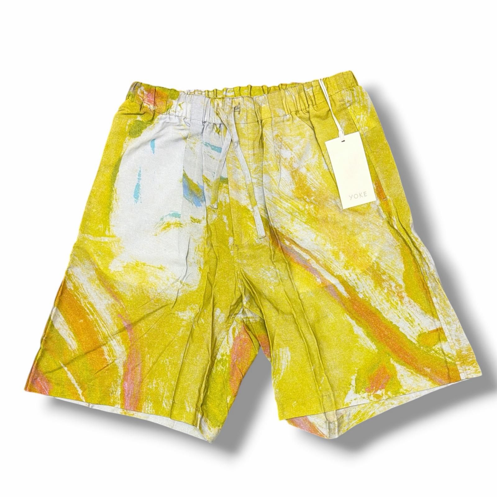 参考上代37400円 未使用 YOKE 25SS FLOWER PRINTED EASY SHORTS フラワープリントイージーショーツ ハーフパンツ ヨーク YK25SS0936P イエロー 3 （11929M）