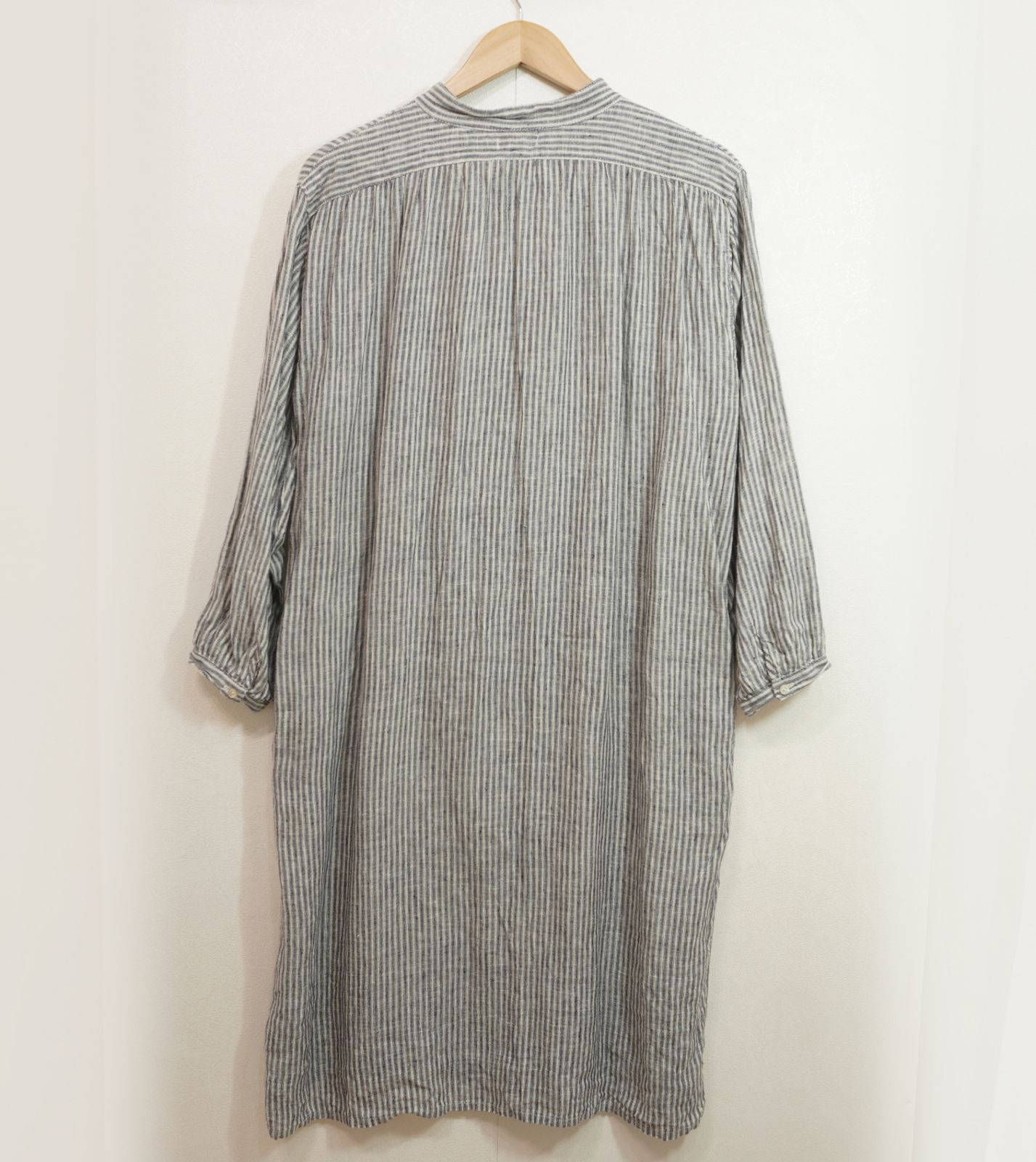 fog linen work 麻100 リネン100 ストライプ スタンドカラー