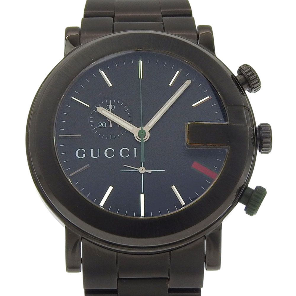 GUCCI】グッチ Gクロノ 101M ステンレススチール ブラック クオーツ 