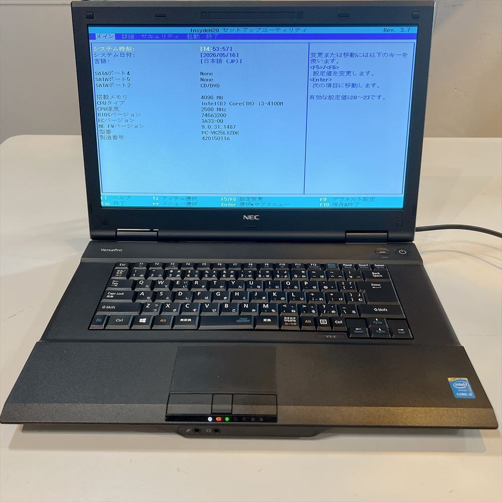 ジャンクPC】 NEC Versapro VK25LX-K ノートPC メモリ4GB HDDなし HN