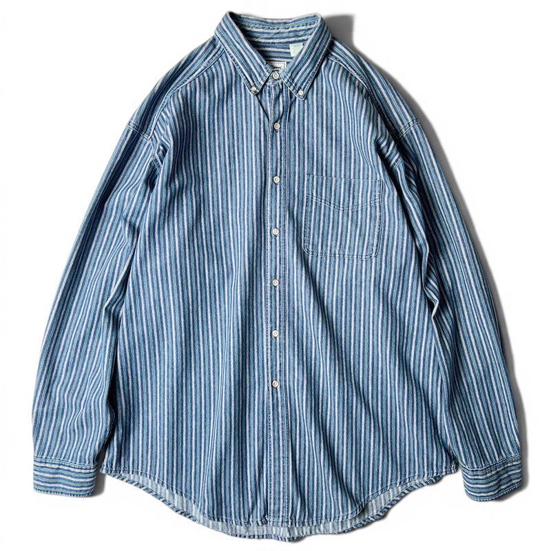 90s USA製 LLBean マルチカラー ストライプ 長袖 コットン ボタンダウン シャツ XL / 90年代 アメリカ製 オールド エルエルビーン LLビーン