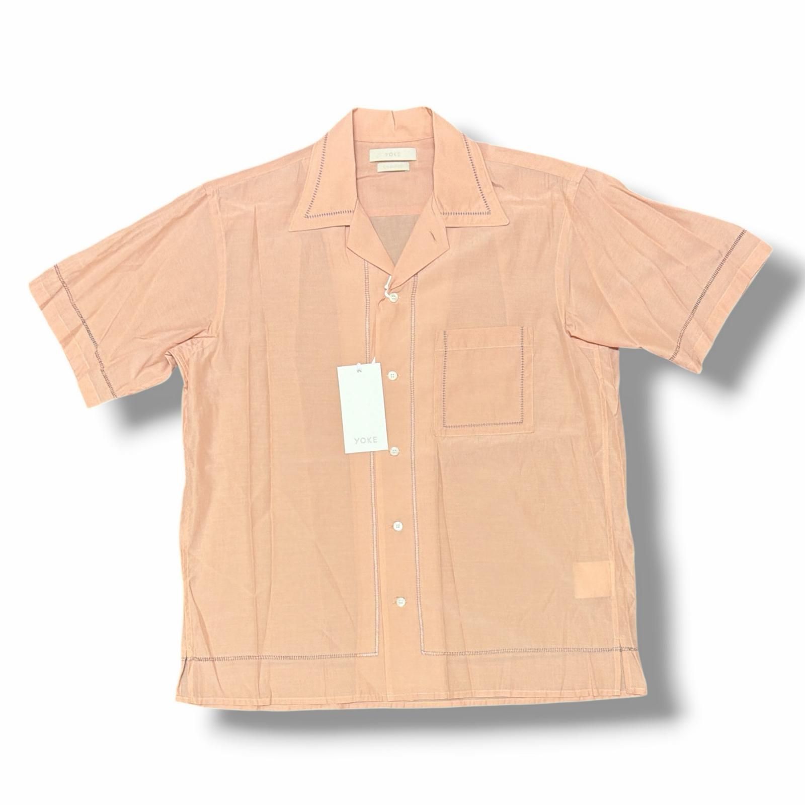 参考上代37400円 未使用 YOKE 25SS EMBROIDAREY OPEN COLLAR SHIRT 刺繡オープンカラーシャツ ヨーク YK25SS0938SH ピンク 2 （11934M）