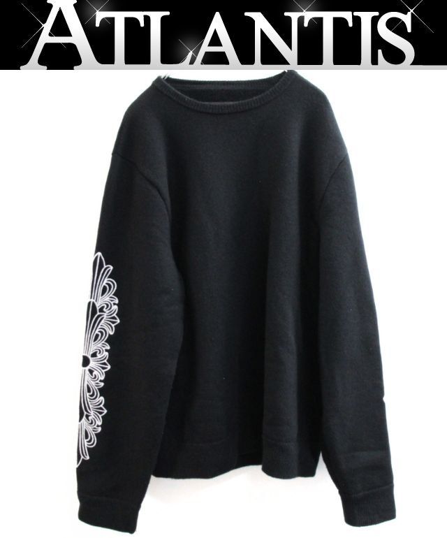 CHROME HEARTS 新宿店 クロムハーツ 新品 フローラルクロス カシミヤ セーター メンズ SV925 size:L 黒 31177