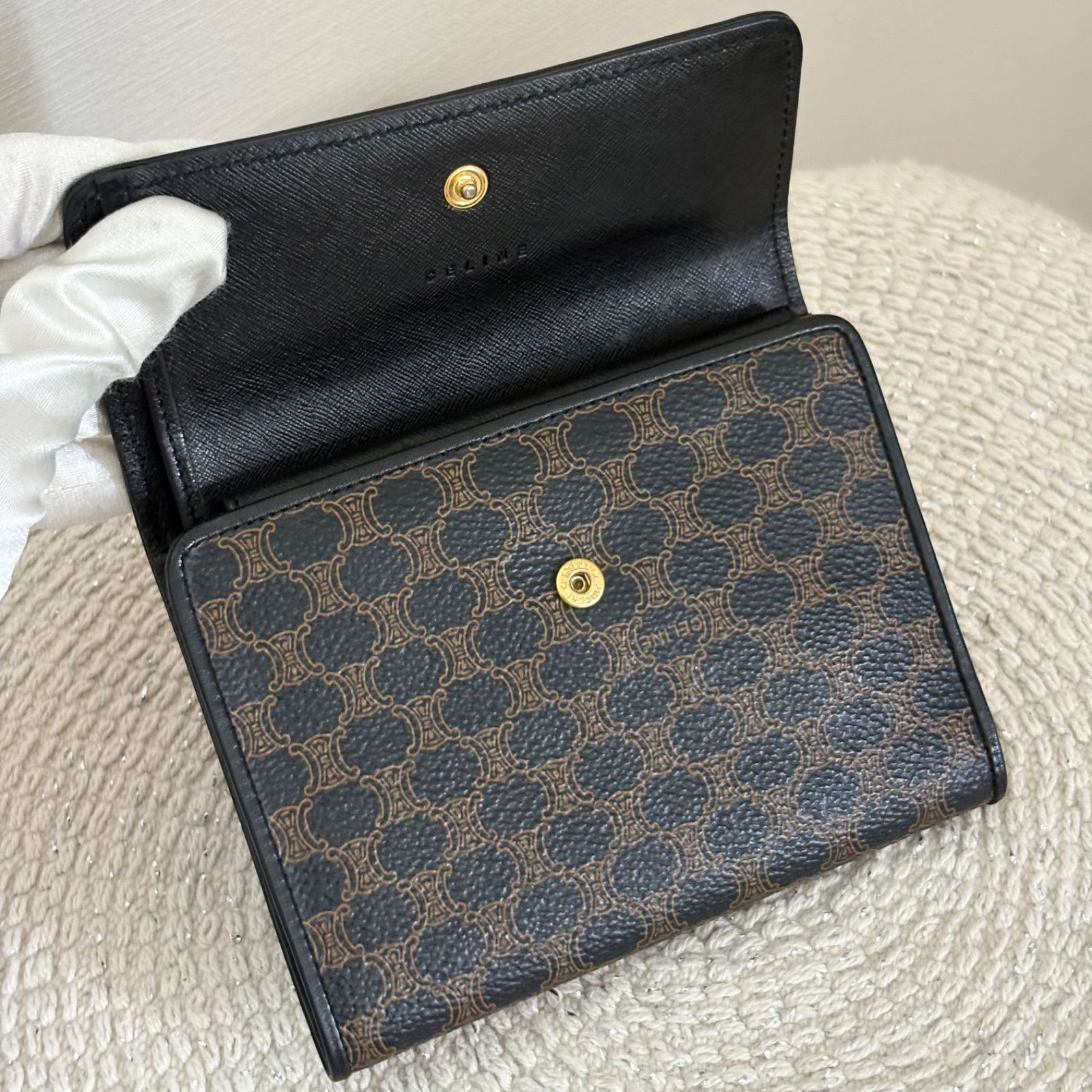 美品】セリーヌ 三つ折り 財布 ミニ財布 レディース メンズ マカダム