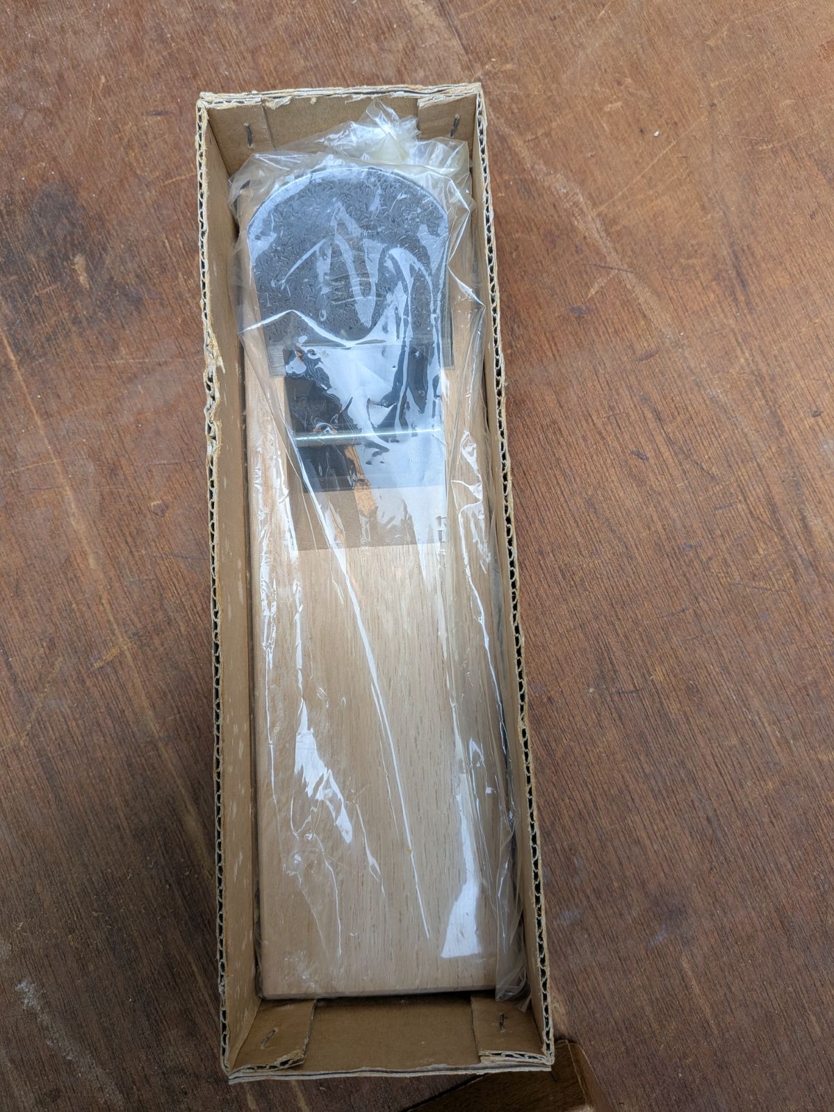 ​【新品・未使用】高級大工道具 鉋（かんな）銘「文五」当時物 デッドストック 元箱・保護ビニール付き 建具 木工 職人技 プロ仕様 レトロ 古道具 東三河木工機械市場