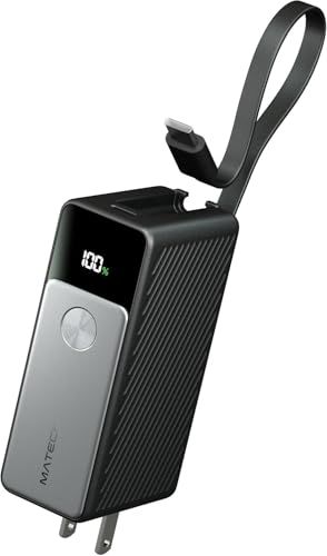 MATECH コンセント一体型(45W出力, 5000mAh)【GaNUltra採用/LEDディスプレイ搭載/USB-Cケーブル一体型/コンセント一体型/折りたたみ式プラグ】iPhone MacBook Android その他機器対応 Pow bb422e38