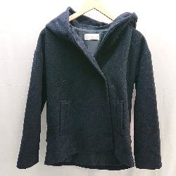 ◇ COLLAGE シンプル、フード付き 長袖 ミドル丈コート サイズF ネイビー レディース E 【1301260022696】