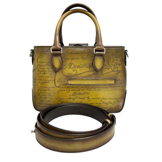 ベルルッティ Berluti トゥ ジュール ガリバー カリグラフィ レザー 2way ハンド トート ショルダー バッグ JUNGLE GREEN ブランド古着ベクトル 中古▲■260516