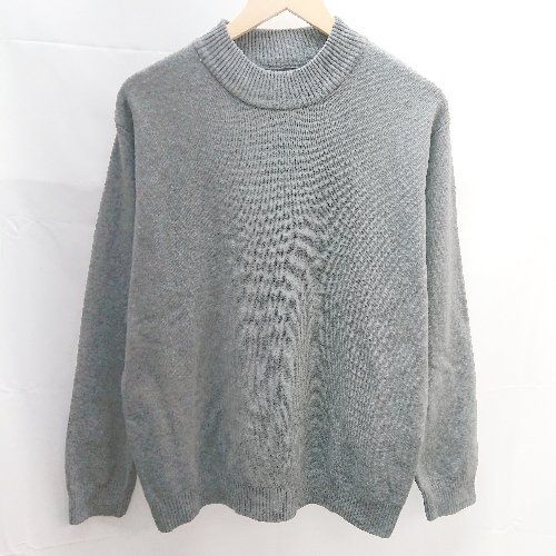 ◇ CavariA 無地、首元袖リブ 長袖 ニット サイズ44 グレー レディース E 【1301260023853】