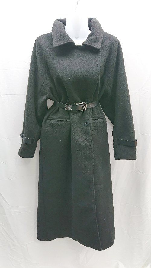 ◇ ◎ EVRIS タートルネック、袖口ベルト 長袖 ロングコート サイズF ブラック レディースメンズ E 【1301260023815】