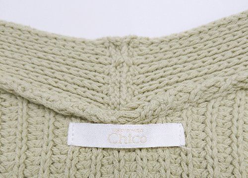 ◇ who's who Chico フロントボタン　ニット 長袖 ロングカーディガン サイズF ライトグリーン レディース E 【1301260030493】