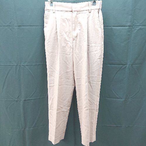 ◇ BEATY & YOUTH テーパード 柔らか素材 麻混 リネン タックパンツ サイズM ピンクブラウン系 レディース E 【1301260033524】