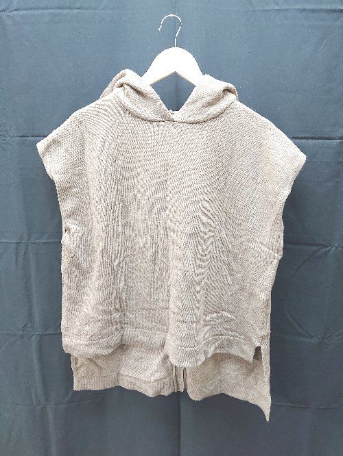 ◇ avecmoi フード メランジ生地 ニット アシンメトリー バックボタン - ニットソー サイズM ブラウン系 レディース E 【1301260041000】