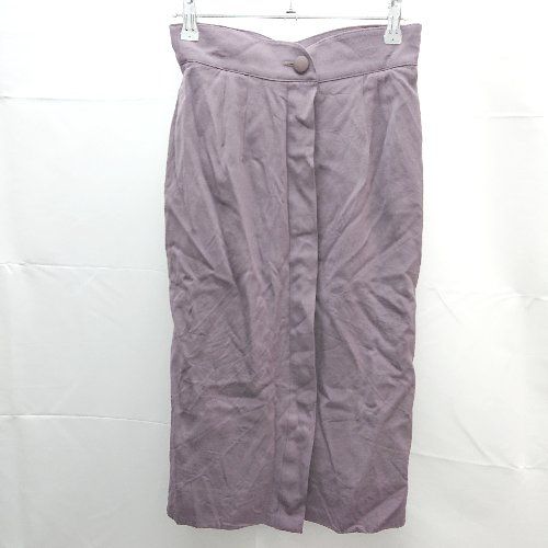 ◇ pierre cardin デザインウエスト ハイウエスト フルボタン ミモレ 台形 スカート サイズ9 パープル レディース E 【1301260040980】