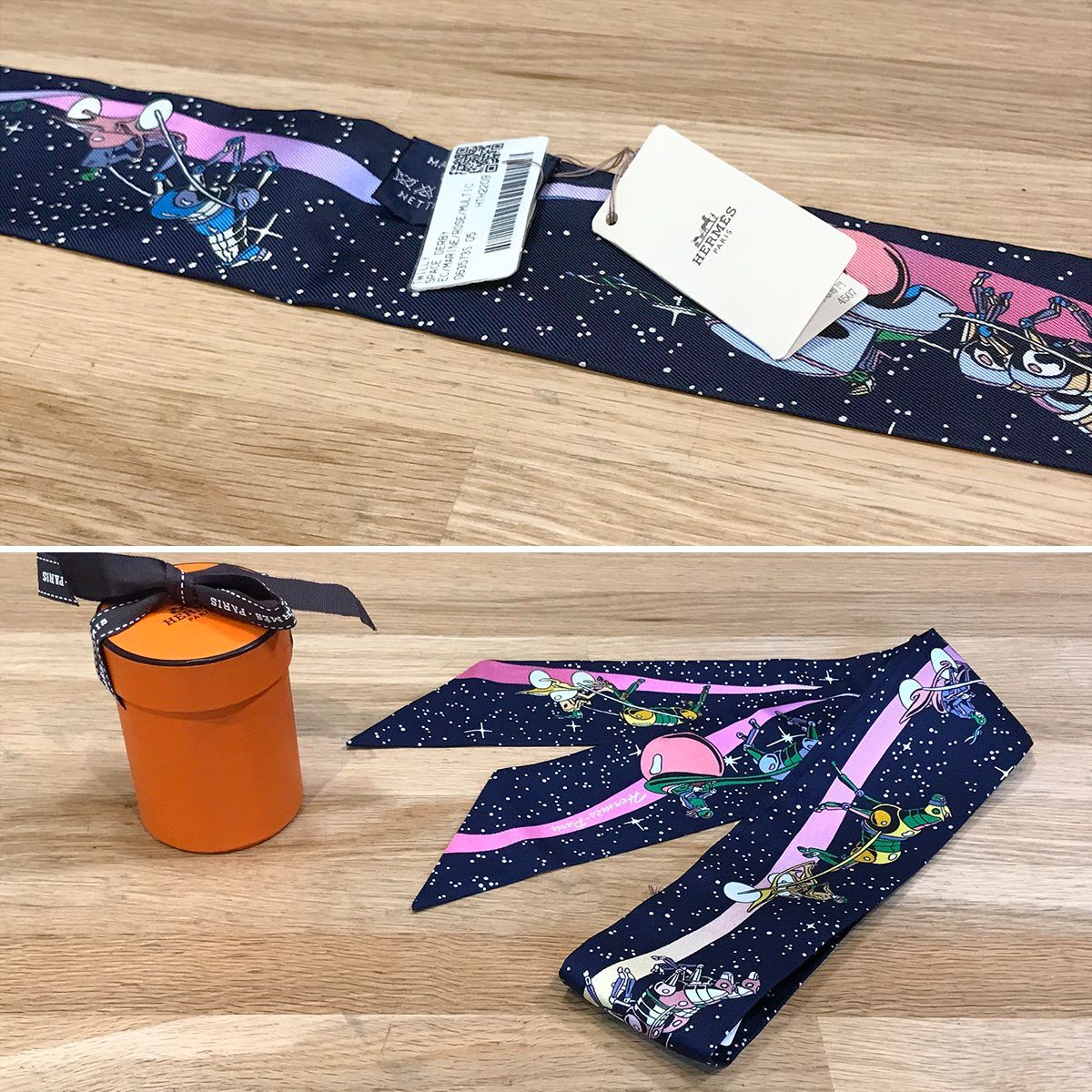 新品未使用 エルメス ツイリー スペースダービー マリーン ローズ 