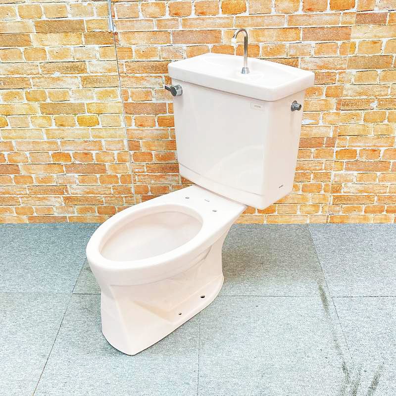 【中古品】【美品】 TOTO トイレ 洋式便器 (床下排水) 「C720」 排水芯380mm とタンク「S721BR」のセット #SR2(パステルピンク) ☆38E