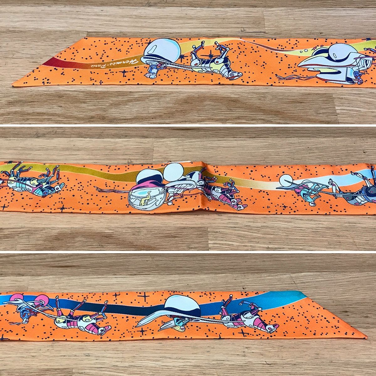 新品未使用 エルメス ツイリー スペースダービー オレンジ ジョーヌ