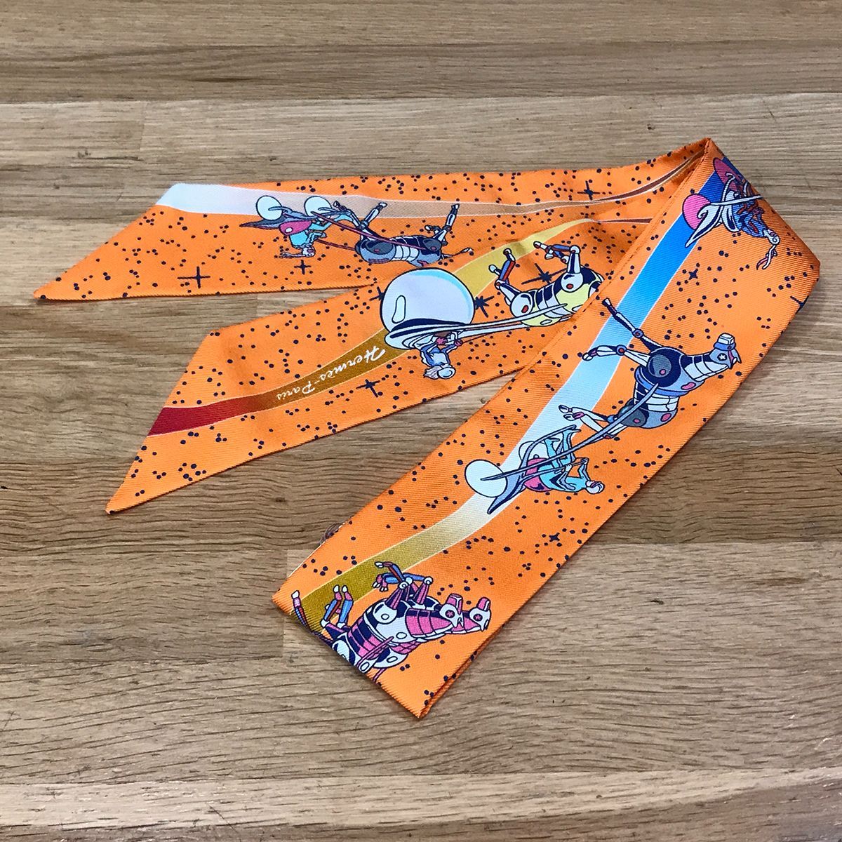 新品未使用 エルメス ツイリー スペースダービー オレンジ ジョーヌ
