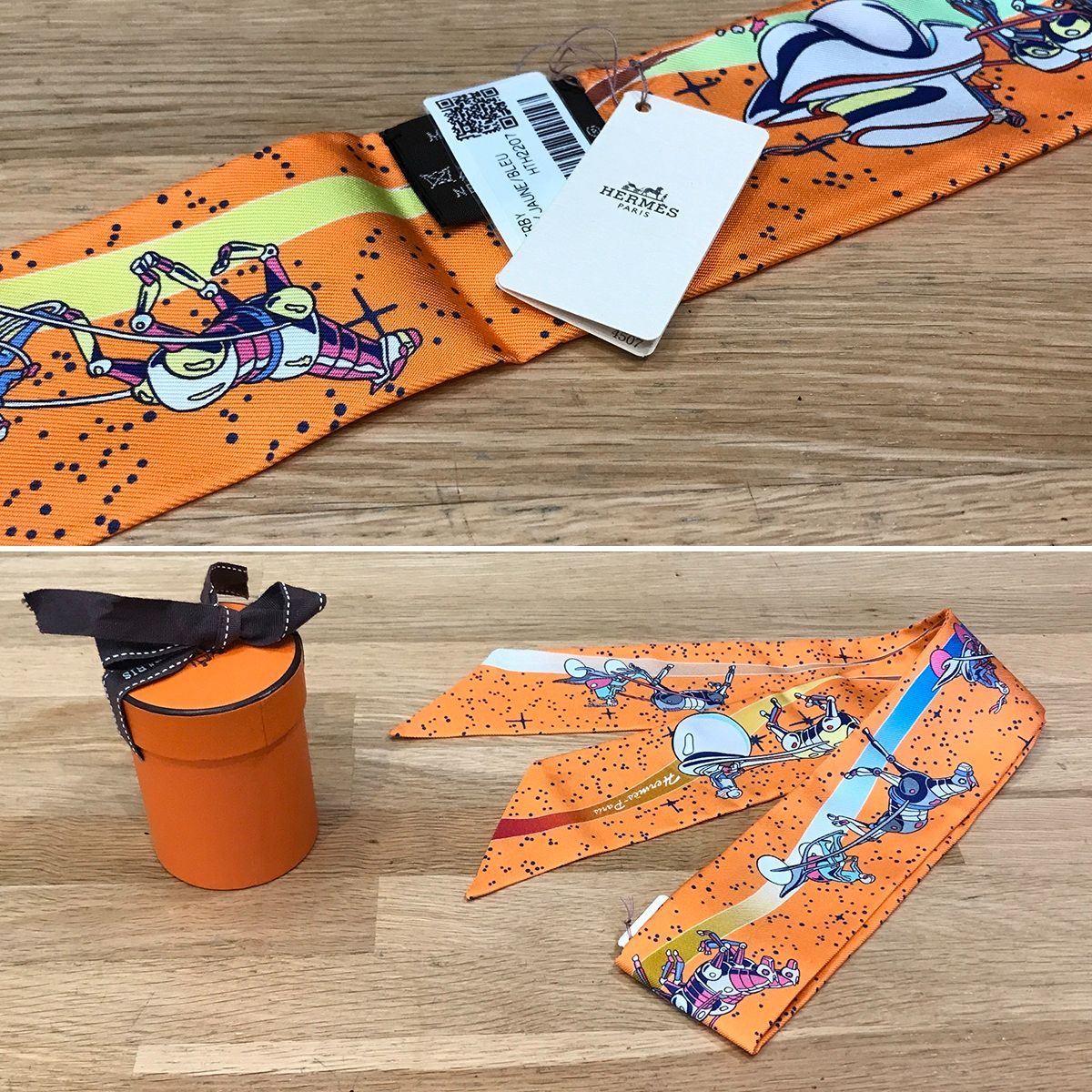新品未使用 エルメス ツイリー スペースダービー オレンジ ジョーヌ