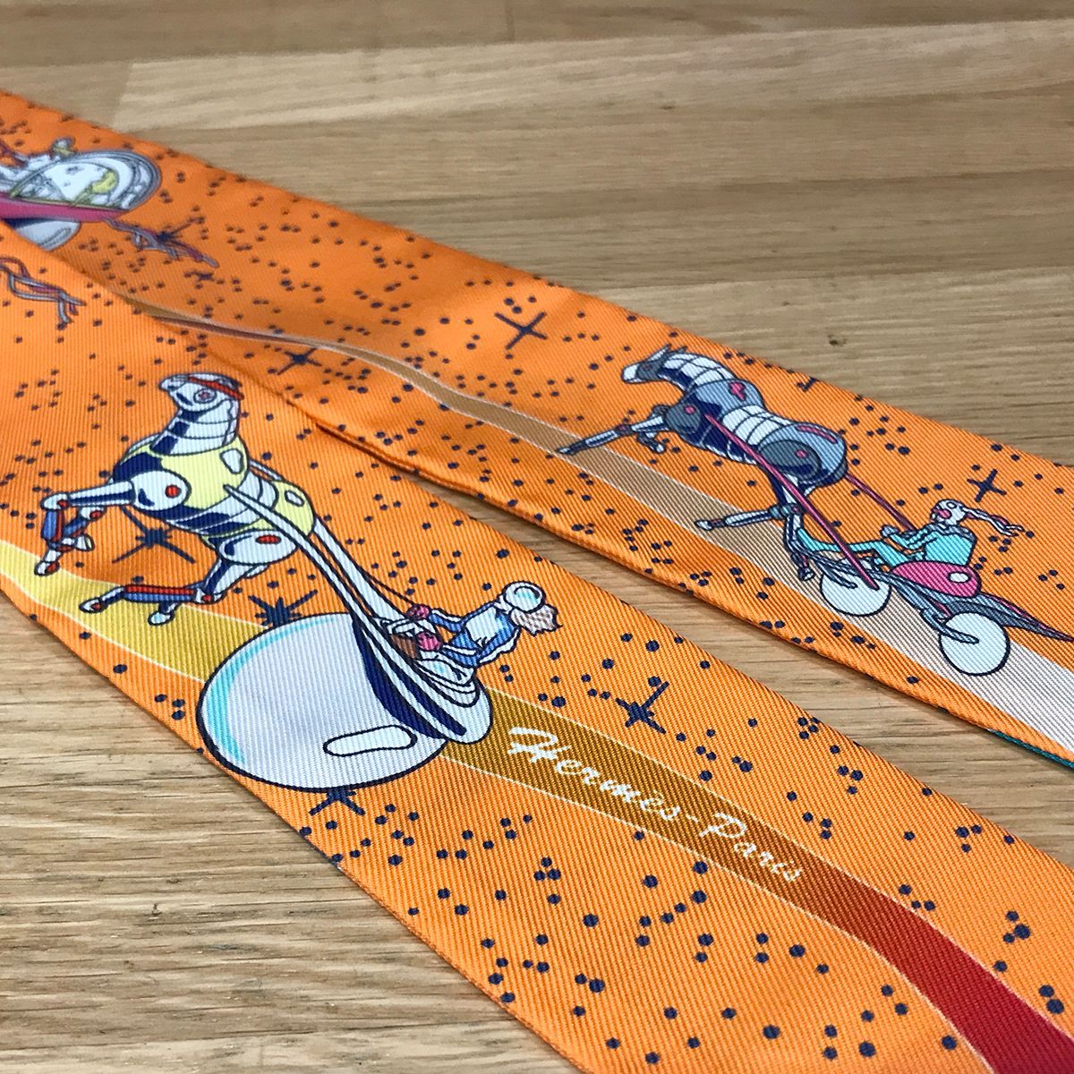 エルメス　ツイリー　☆2本セット☆ スペースダービー　馬　スカーフ 新品未使用 エルメス ツイリー スペースダービー オレンジ ジョーヌ