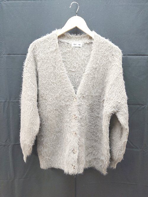 ◇ Alma Design シンプル 秋 冬 長袖 ニット カーディガン サイズM ベージュ レディース E 【1301260046173】